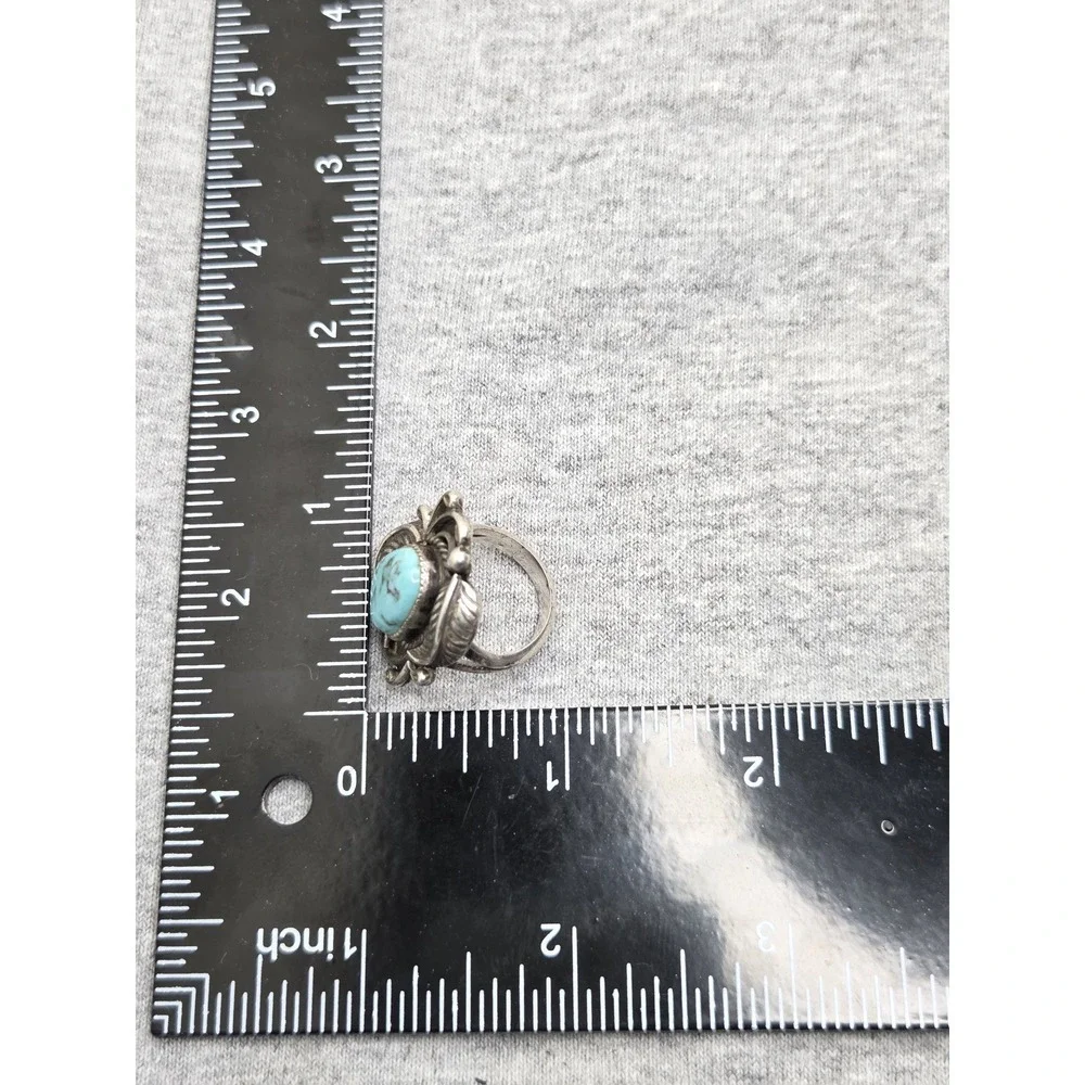 Oscar Alexius Navajo Sterling Silver Turquoise Ring Size 5.5 Vintage Signed 8g